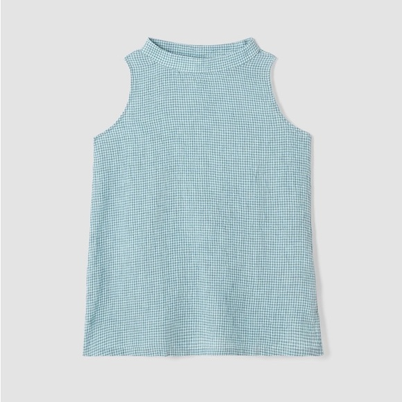 NWT Eileen Fisher Puckered Organic Linen Mock Neck Top - Picture 5 of 5